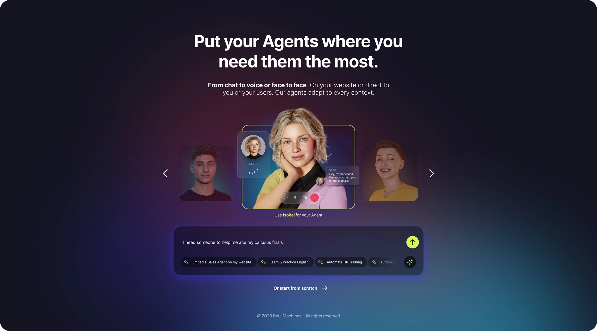 A single natural-language box where a user describes the agent they want