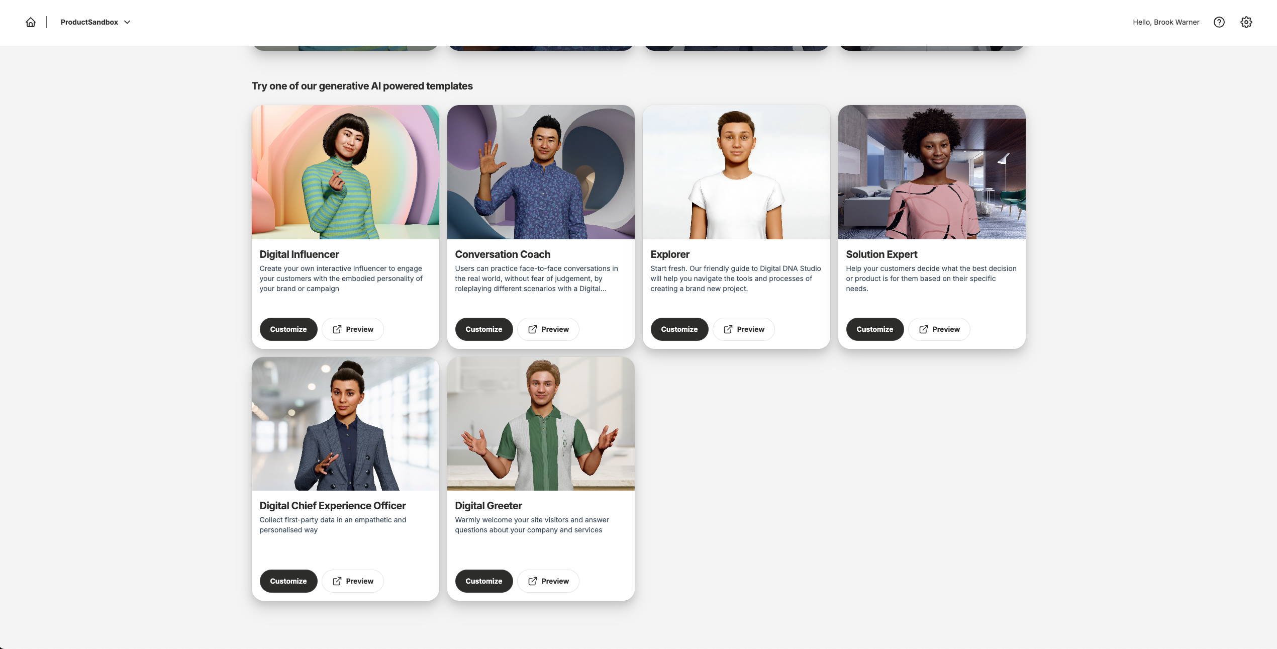 Customer value templates implementation